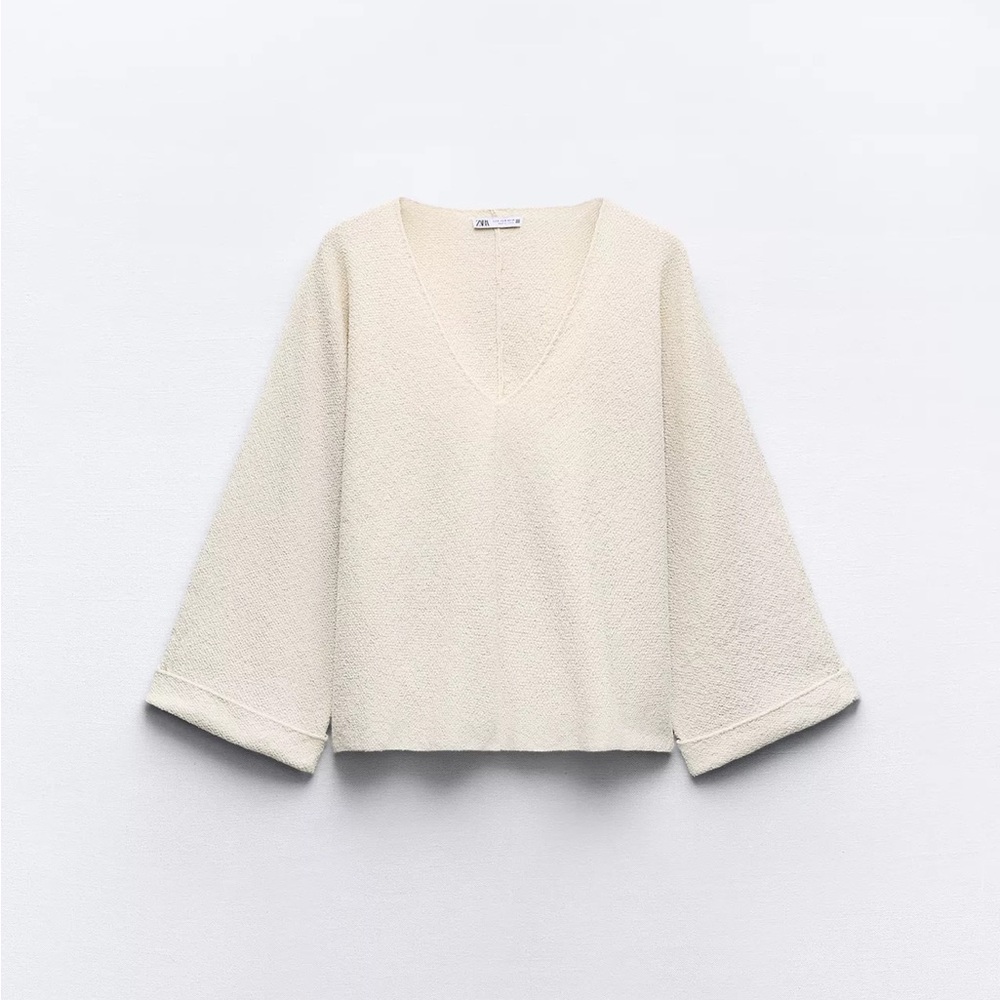 ZARA boucle v-neck sweater